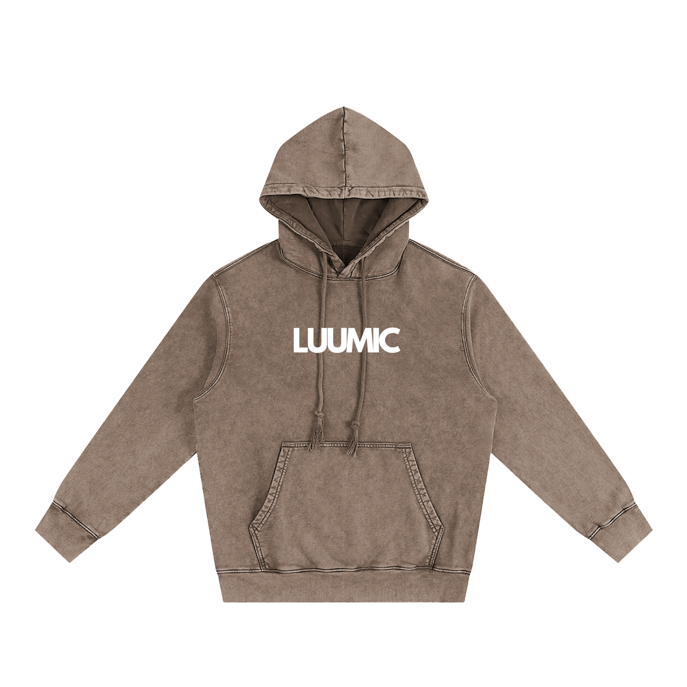 LUUMIC Acid Wash Brown Hoodie