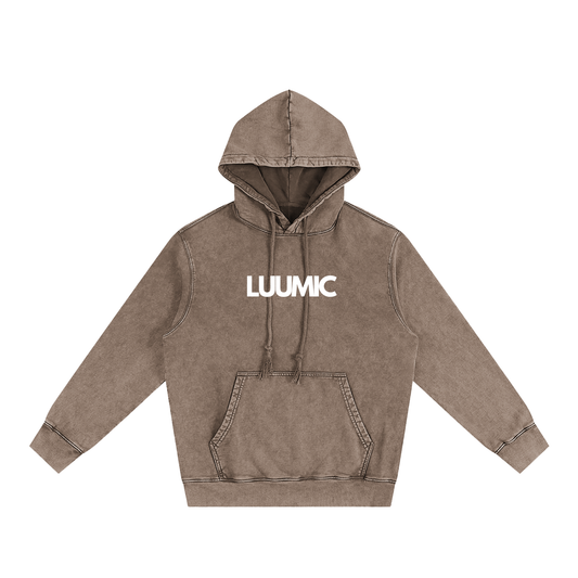 LUUMIC Acid Wash Brown Hoodie
