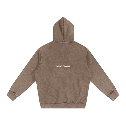 LUUMIC Acid Wash Brown Hoodie